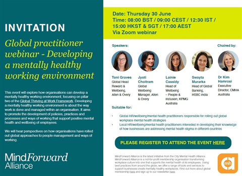 Global practitioner event - Developing a mentally healthy working environment