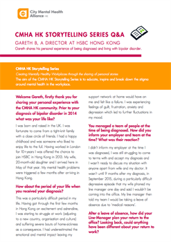 Gareth B A Director at HSBC Hong Kong shares his personal experience of being diagnosed and living with bipolar disorder